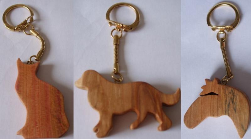 Porte clef marqueterie chien